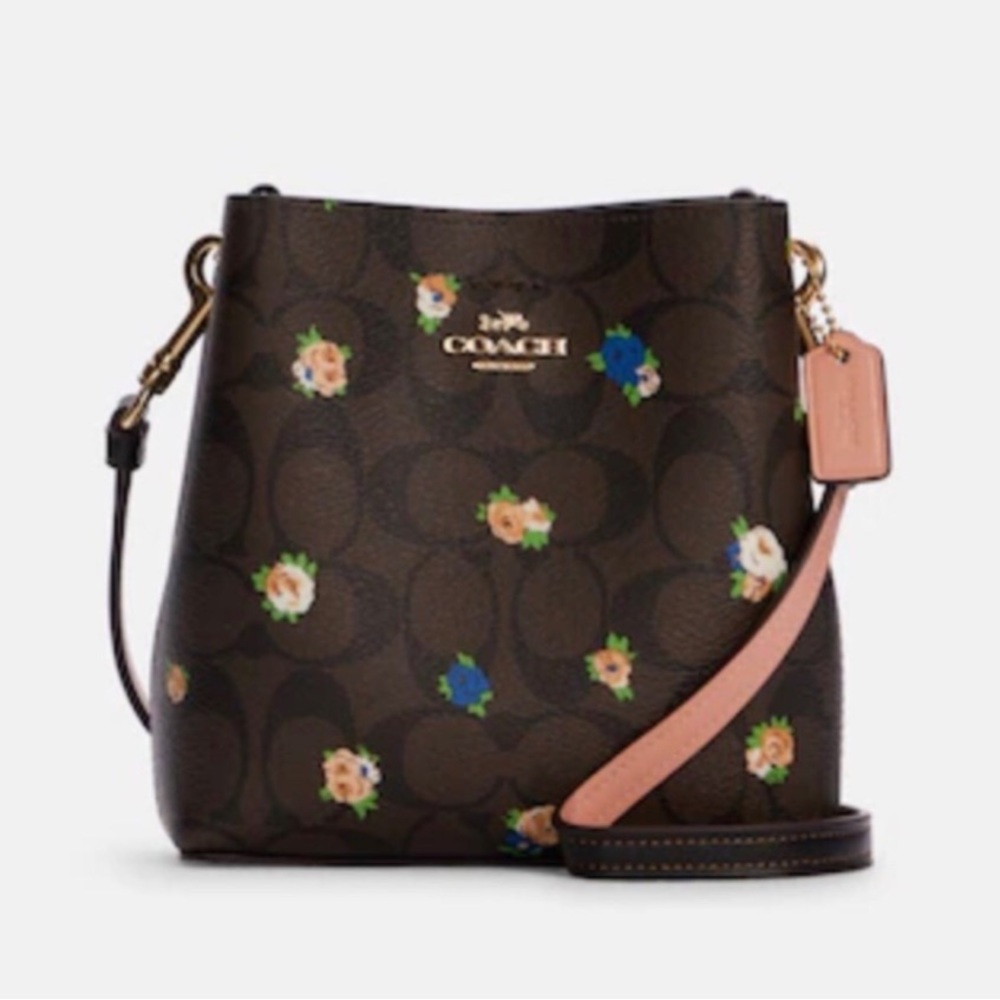 Coach Mini Town Bucket Bag In Signature Canvas With Vintage Mini Rose Print